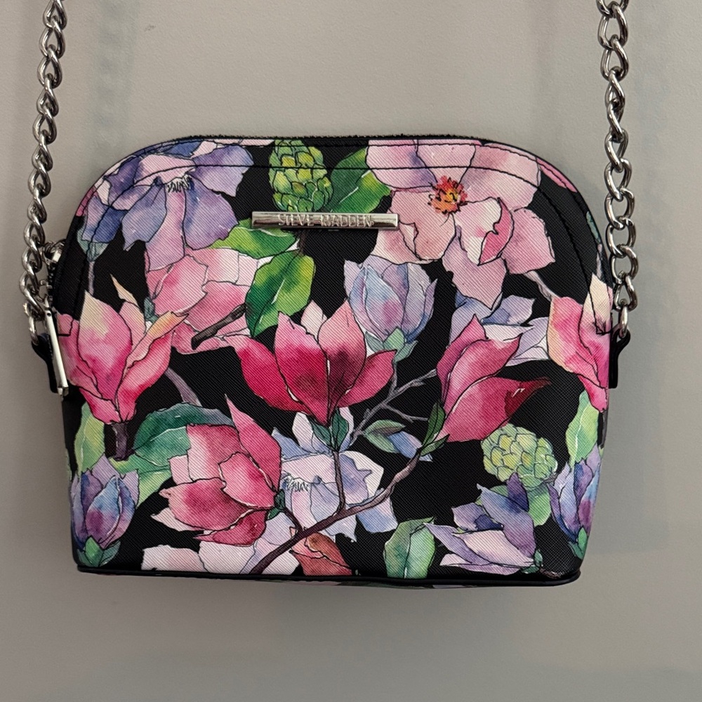 EUC Steve Madden Black Floral Crossbody Bag